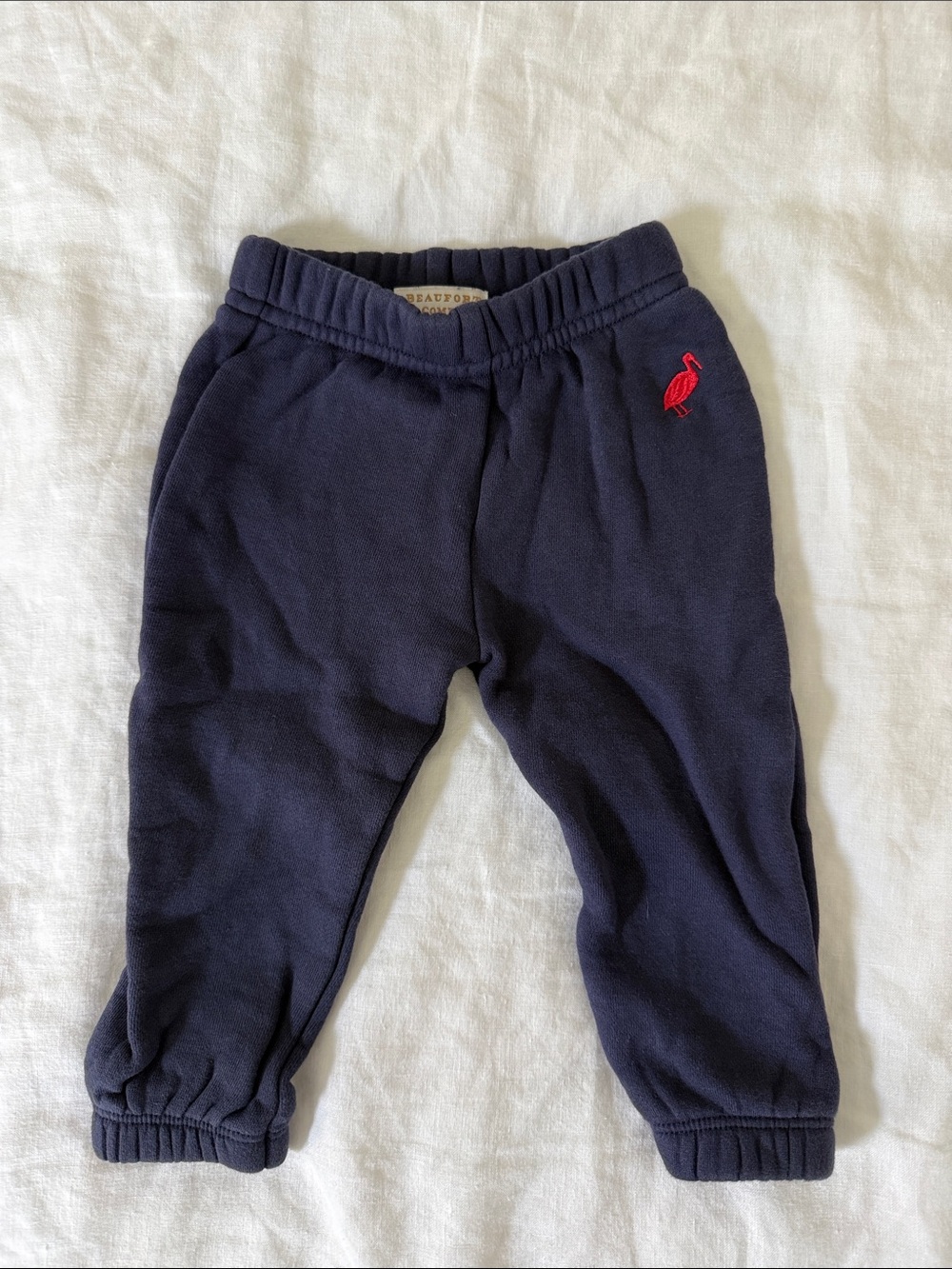 The Beaufort Bonnet Company Navy Sweatpants with Red Embroidered Pelican